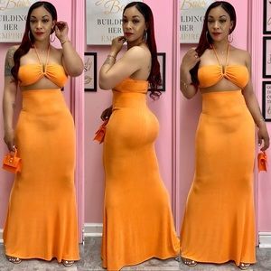 Women’s 2pc Skirt Set (Orange)